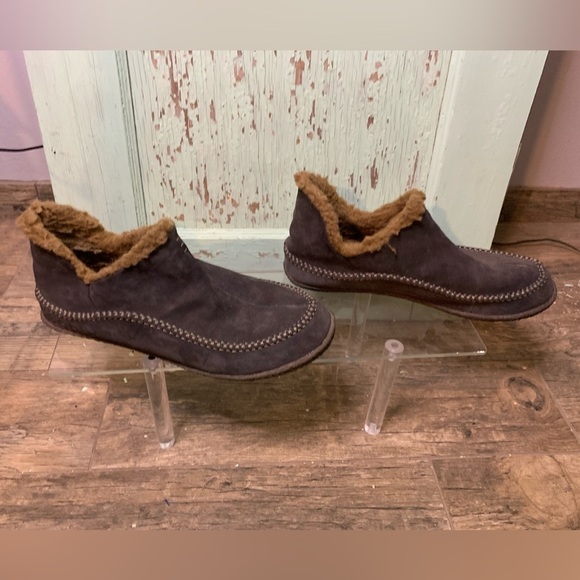 Men’s Sorel grey suede slippers with faux fur lining - Picture 2 of 7